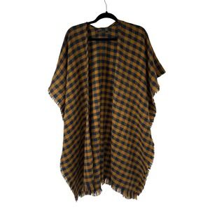 Do Everything in Love Plaid Poncho Wrap Shawl Fringe One Size